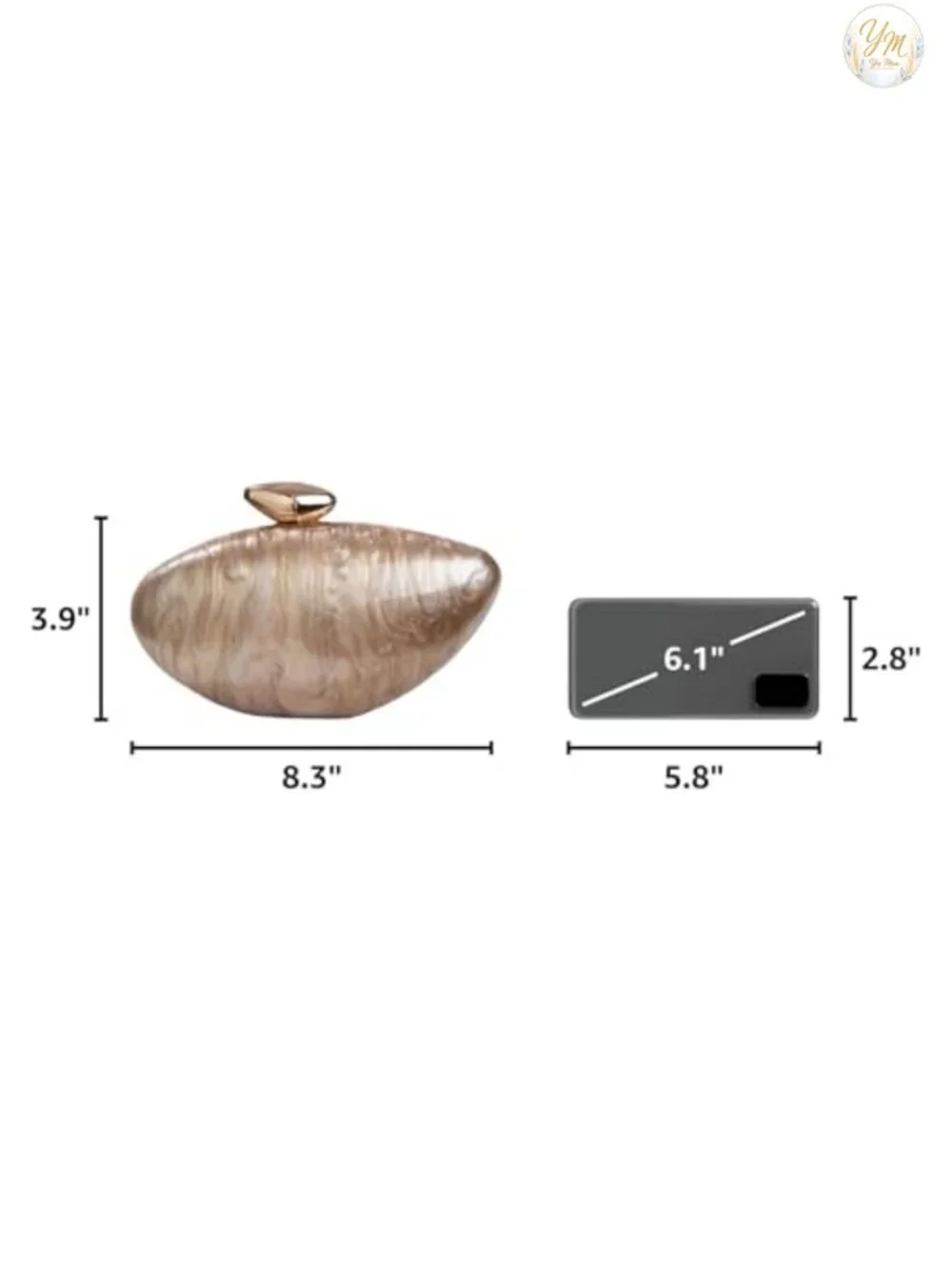 Pearlescent Shell Acrylic Clutch Evening Bag with Metal Clasp